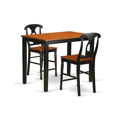 East West Furniture 3 Pc Dining counter height set-pub Table and 2 bar stools with backs