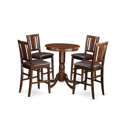 East West Furniture 5 Pc counter height Table and chair set-pub Table and 4 bar stools with backs