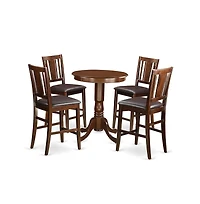 East West Furniture 5 Pc counter height Table and chair set-pub Table and 4 bar stools with backs