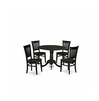 East West Furniture 5-Piece Dinette Set- 4 Dining Room Chair with Wooden Seat and Slatted Chair Back - Drop Leaves Modern Dining Room Table