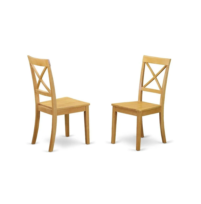 East West Furniture 3 Piece Dining Room Table Set - Dropleaf Oak Dining Room Table and 2 Oak Wooden Dining Chairs with X-Back - Oak Finish