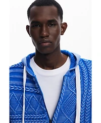 Desigual Men's Zipper sweater with braided design