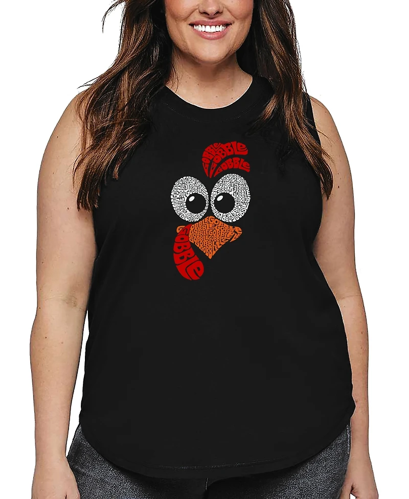 La Pop Art Plus Turkey Face Word Tank Top