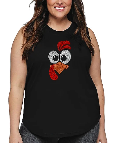 La Pop Art Plus Turkey Face Word Tank Top