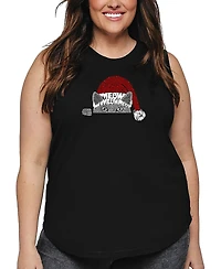 La Pop Art Plus Christmas Peeking Cat Word Tank Top