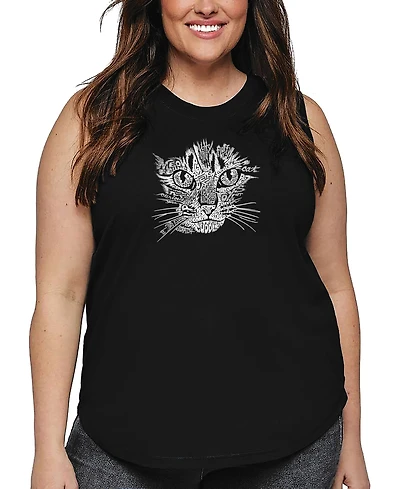 La Pop Art Plus Cat Face Word Tank Top