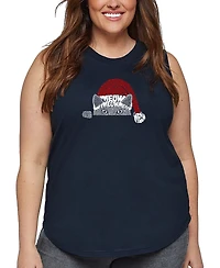 La Pop Art Plus Christmas Peeking Cat Word Tank Top
