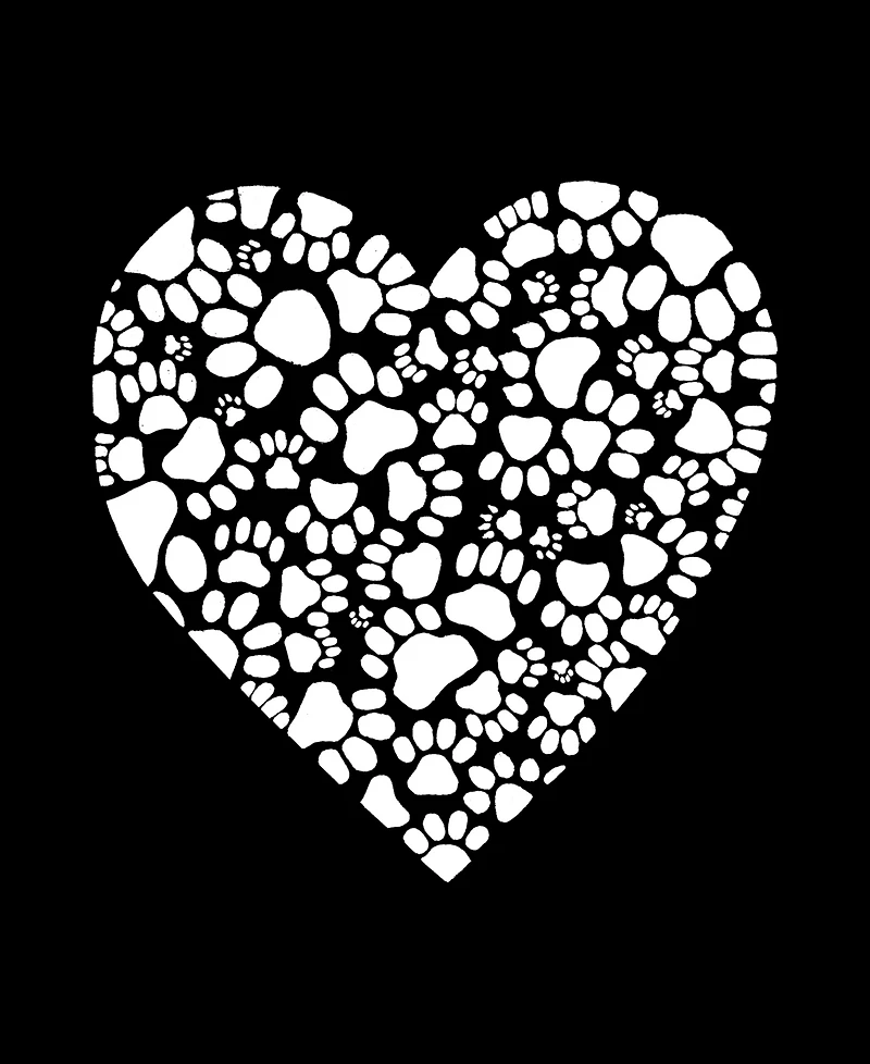 La Pop Art Plus Paw Prints Heart Word Tank Top