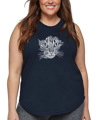 La Pop Art Plus Cat Face Word Tank Top