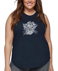 La Pop Art Plus Cat Face Word Tank Top