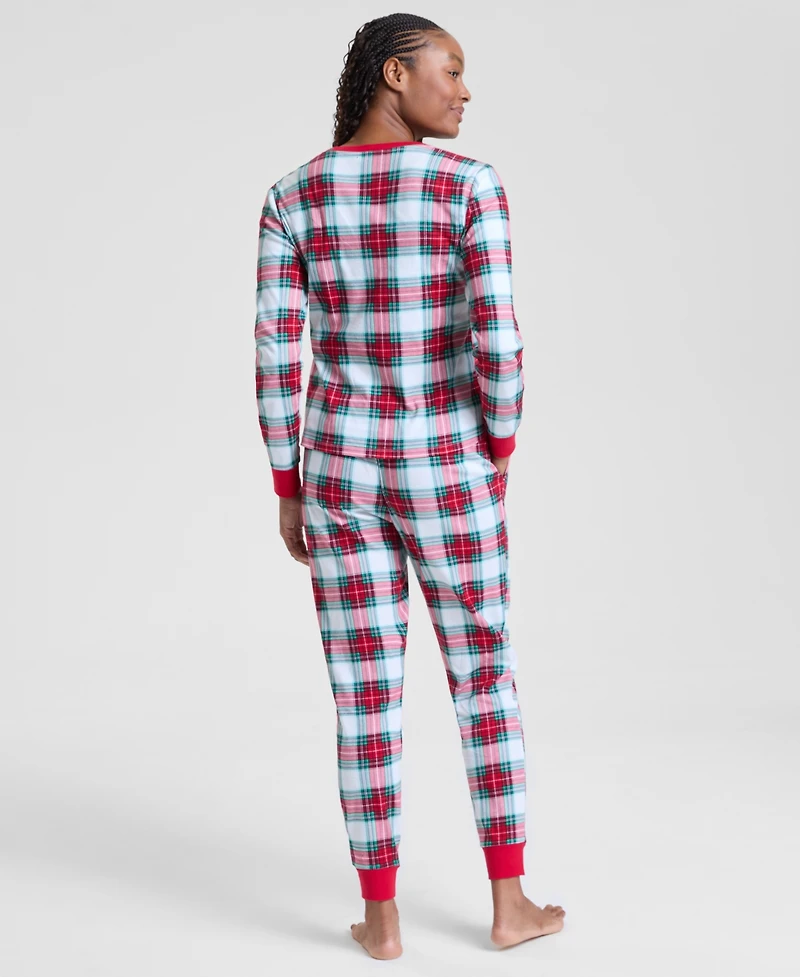 Holiday Lane's Women's Merry Plaid Crew Neck Matching Family Pajamas Set