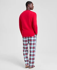 Holiday Lane's Men's Merry Mix Plaid Crew Neck Matching Family Pajamas Set, Created for Macy's