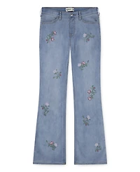 abercrombie kids Girls High-Rise Floral Embroidered Flared Jeans