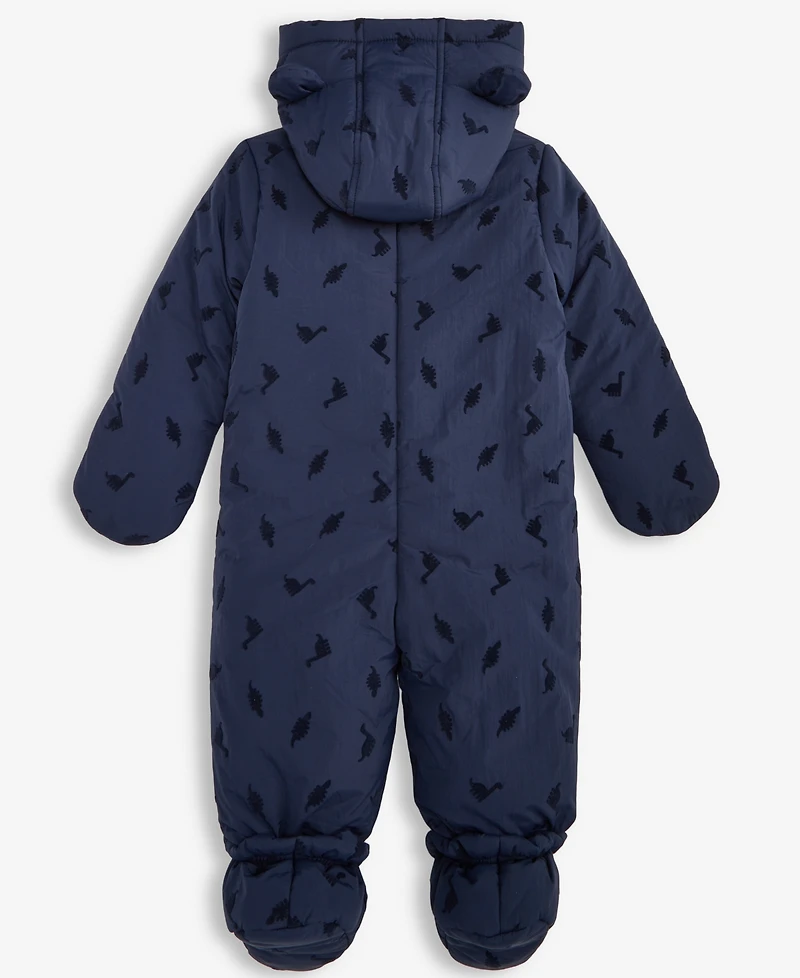 First Impressions Baby Boys Hooded Dino-Flocked Footed Snowsuit, Macy's Exclusive