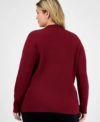 Jones New York Plus Sutton Long-Sleeve Mock-Neck Top