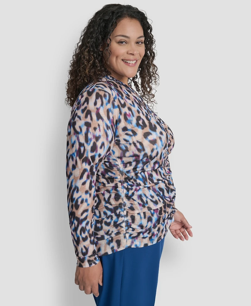 Dkny Plus Long Sleeve Tissue Mesh Top