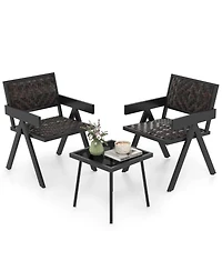 Slickblue 3-Piece Patio Pe Wicker Bistro Set with Quick-Drying Cushions and Coffee Table for Outdoor Use