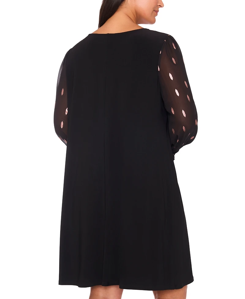 Msk Plus Clip Chiffon Long Sleeve Shift Dress