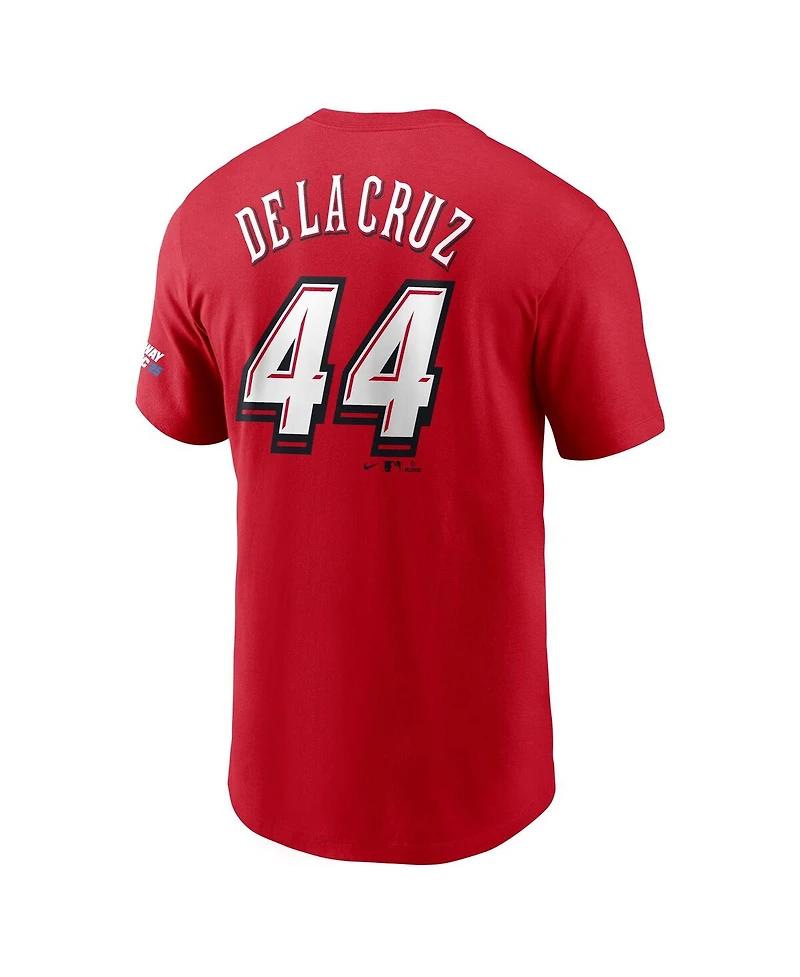 Nike Men's Elly De La Cruz Red Cincinnati Reds 2025 Mlb Speedway Classic Name Number T-Shirt