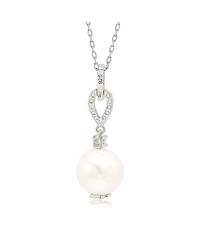 Suzy Levian New York Suzy Levian Sterling Silver Pearl & White Sapphire Dangle Pendant