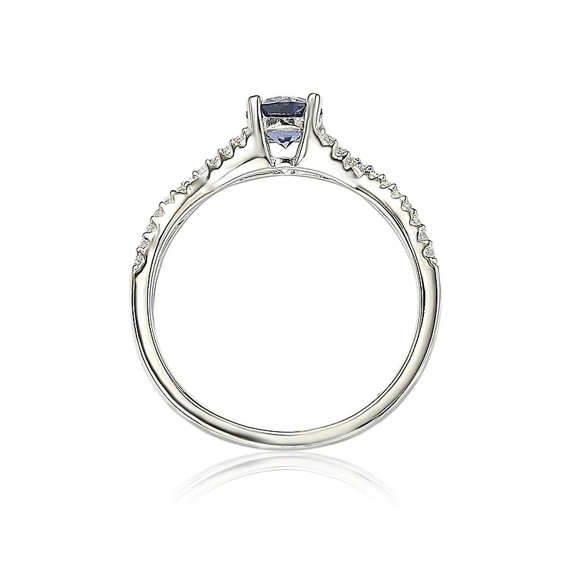 Suzy Levian Sterling Silver Sapphire & Created White Crossover Twist Center Stone Ring