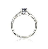 Suzy Levian Sterling Silver Sapphire & Created White Crossover Twist Center Stone Ring
