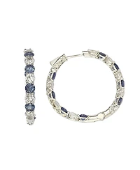 Suzy Levian Sterling Silver Sapphire & Created White Martini Set Inside Out Hoop Earrings