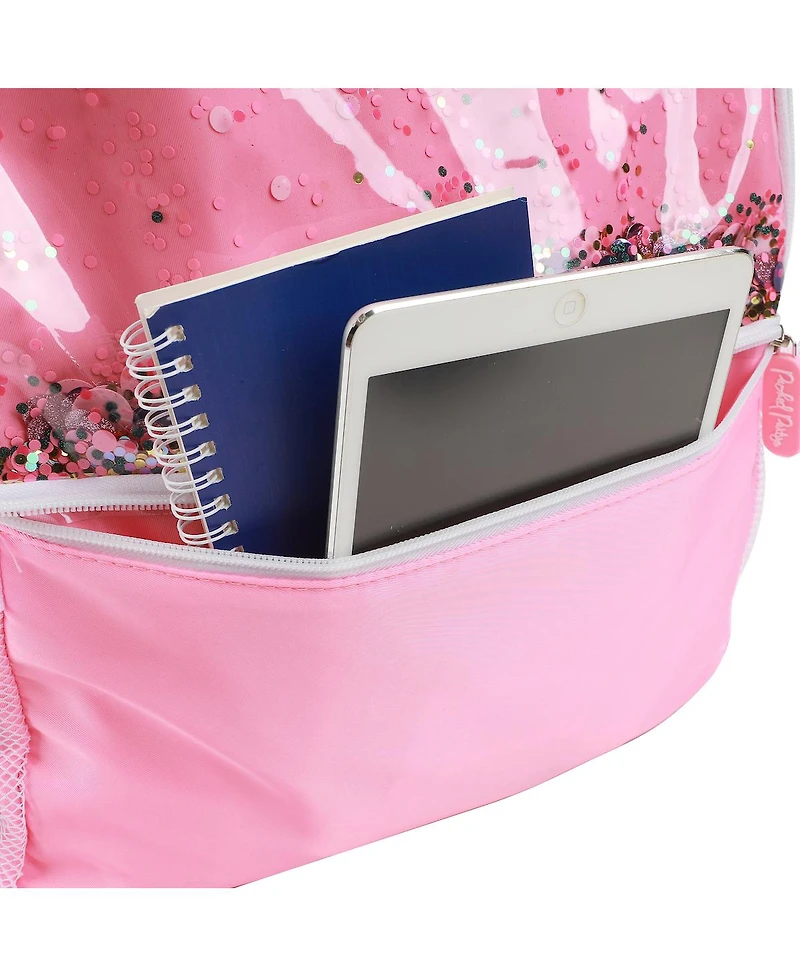 Packed Party Silver & Black Confetti Pink 17" Girls Backpack With Lunchbox