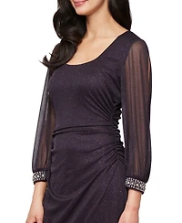 Sl Fashions Petite Long Glitter Mesh Dress