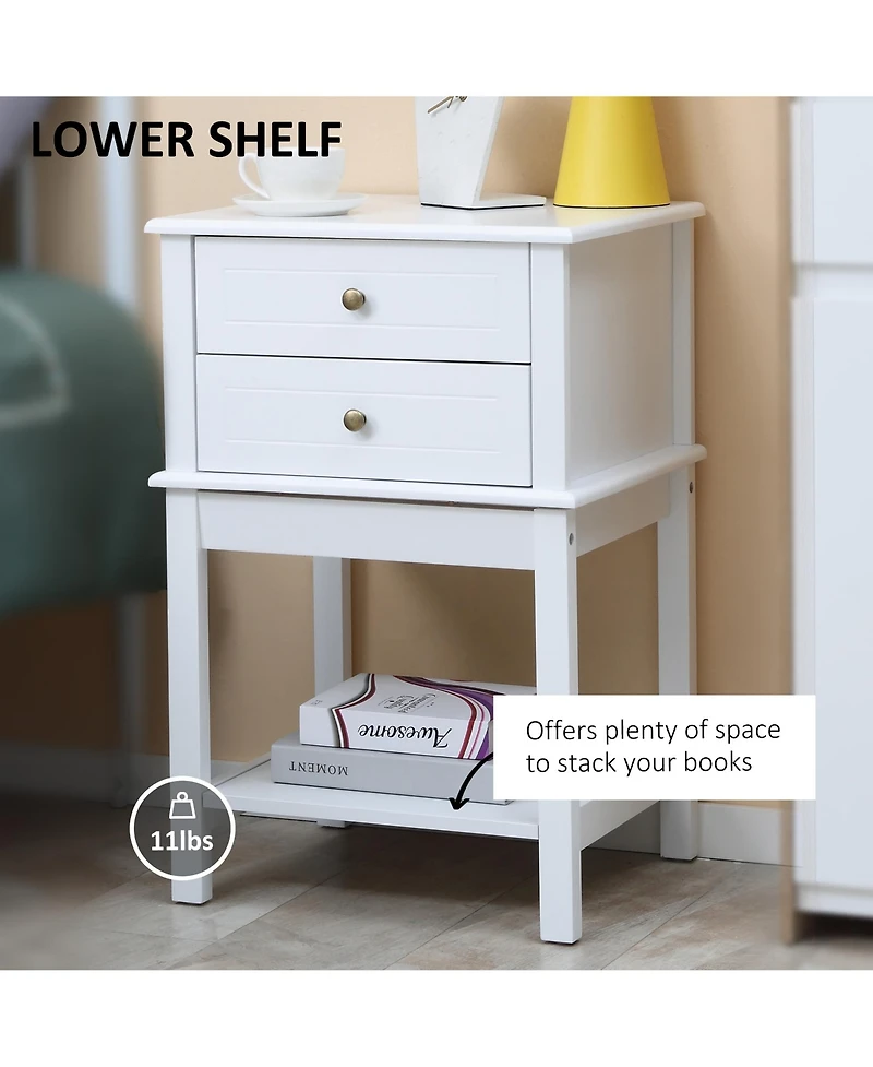 Homcom Modern Accent Side Table, End Table with Drawer and Shelf,