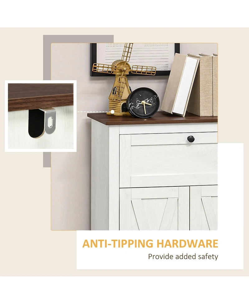 Homcom Farmhouse Storage Cabinet with Drawer and Doors,