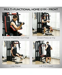 Soozier Multi Home Gym Equipment, Workout Station with 143lbs Weight Stack