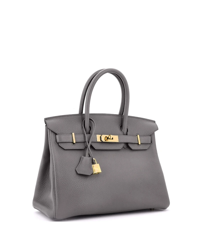 Pre-Owned Hermes Birkin 30 Handbag Grey Togo with Rose Gold Hardware