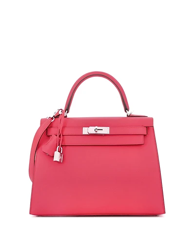 Pre-Owned Hermes Kelly Handbag Pink Epsom with Palladium Hardware