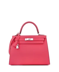 Pre-Owned Hermes Kelly Handbag Pink Epsom with Palladium Hardware