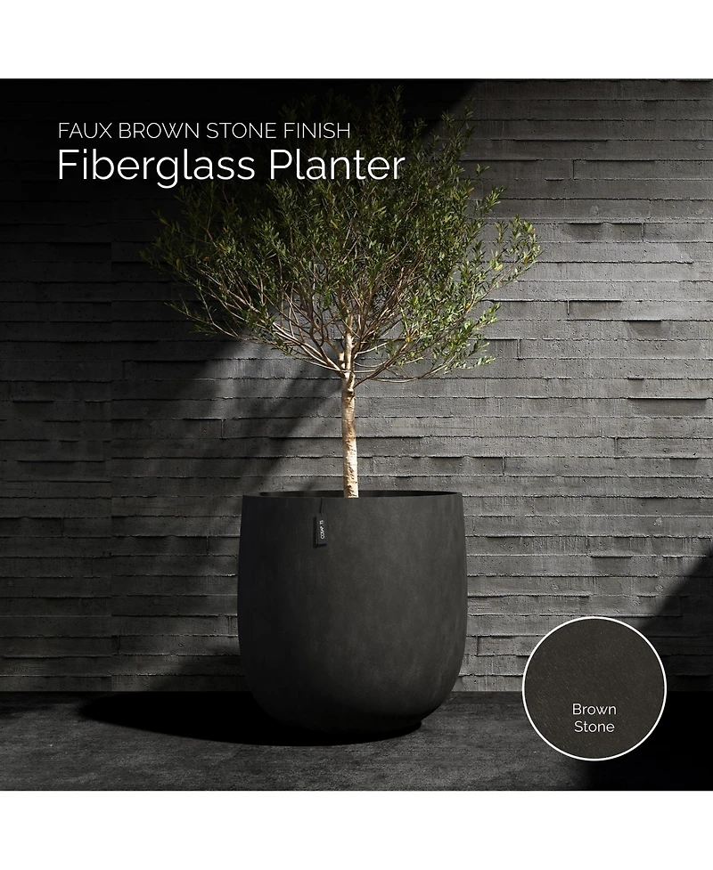 Cosapots Mondo Large Planter – Stone Finish Fiberglass Indoor/Outdoor and Weather-Resistant Round D x H