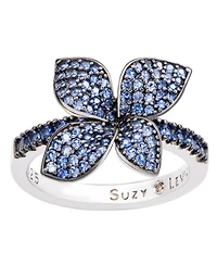 Suzy Levian New York Sterling Silver Sapphire Flower Ring