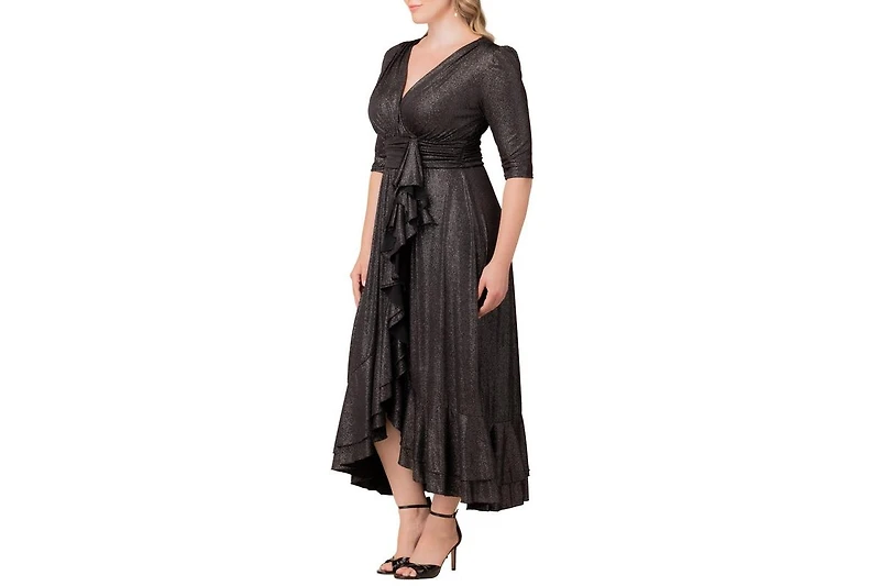 Kiyonna Plus Glimmer Ruffle Evening Gown