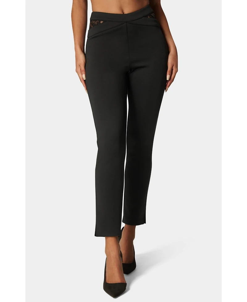 Bebe Women's Scuba High Waist Slim Leg Pant