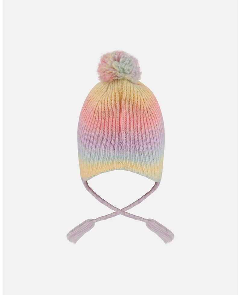 Deux par Girl Lined Peruvian Knit Pompom Hat Multicolor - Toddler|Child