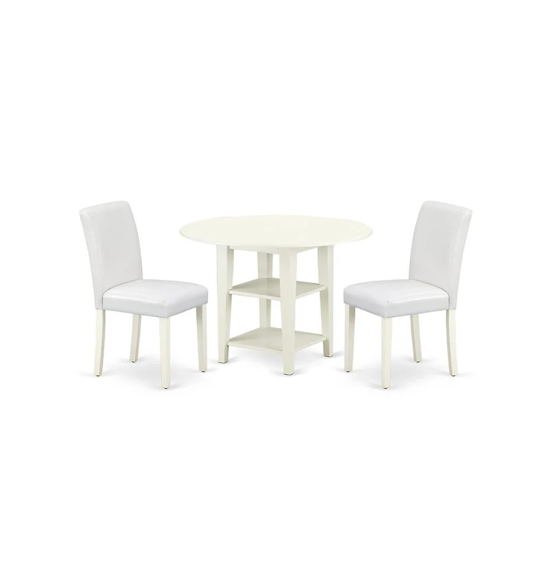 East West Furniture Dining Room Set Linen White