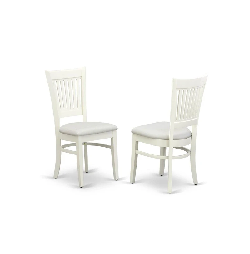East West Furniture 3-Piece Dinette Set- 2 Mid Century Dining Chairs with Wooden Linen Fabric and Slatted Chair Back