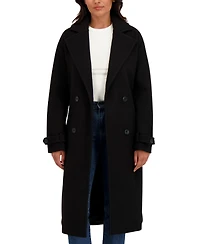 Sebby Collection Women's Long Belted Oversized Double Breasted Faux Wool Coat