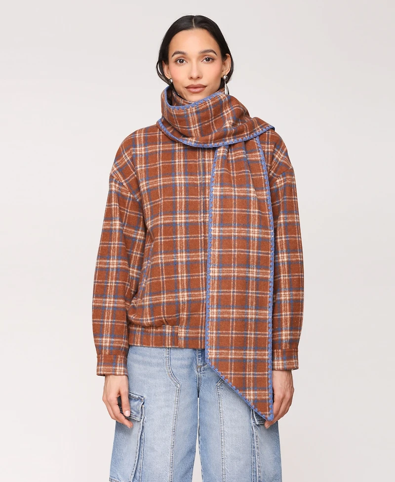 Avec Les Filles Women's Scarf Bomber Jacket