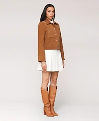 Avec Les Filles Women's Leather Western Snap Front Fitted Jacket