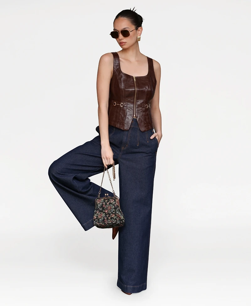 Avec Les Filles Women's Wide Leg Hollywood Waist Jeans