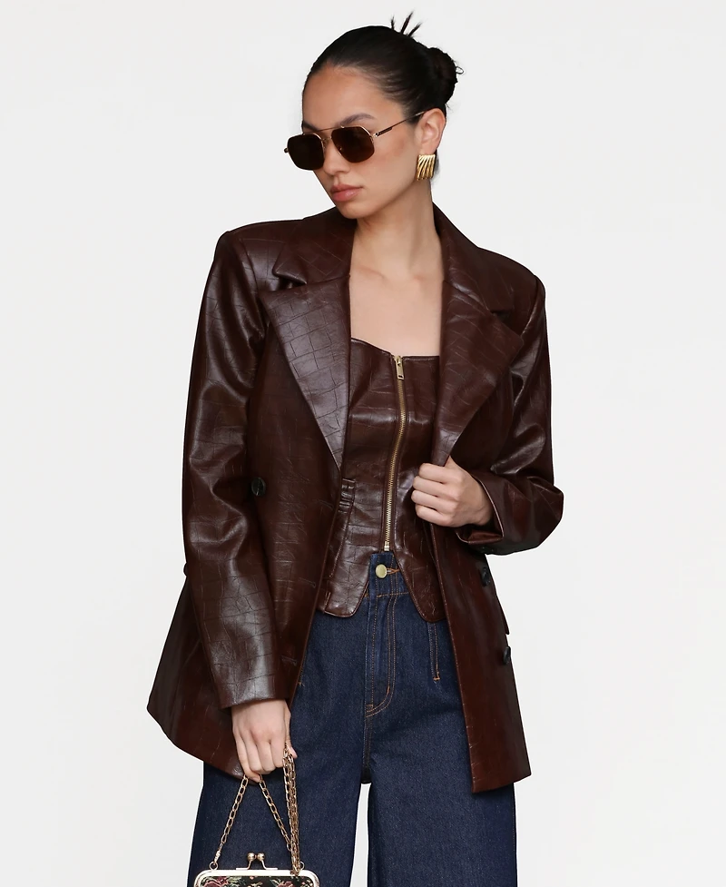 Avec Les Filles Women's Fitted Button-Front Blazer