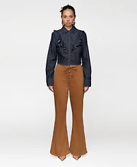 Avec Les Filles Women's Ruffle Yoke Blouse
