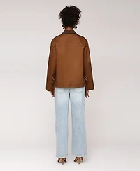 Avec Les Filles Women's Oversized Chore Big Patch Pockets and Bows Jacket