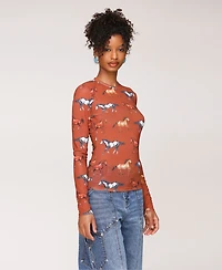 Avec Les Filles Women's Crew Neck Long Sleeve Top